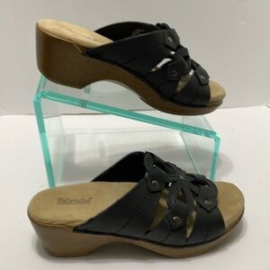 Bjorndal Black Leather Slip-on Sandals Sz 9M